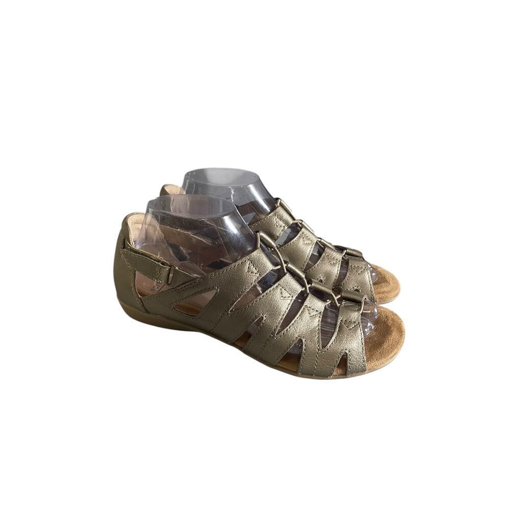 Earth Origins Women’s Bea Gold Leather Gladiator Sandals Size-8M